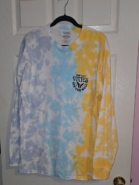 Vans Tie-Dye Long Sleeve Shirt - Blue, Yellow, Gray